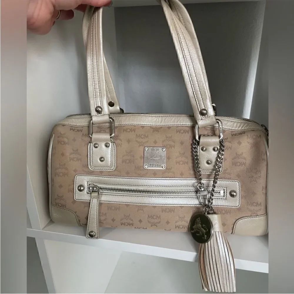 MCM MUNCHEN FABRIC SATCHEL